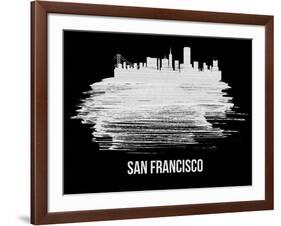 San Francisco Skyline Brush Stroke - White-NaxArt-Framed Art Print