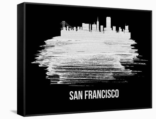 San Francisco Skyline Brush Stroke - White-NaxArt-Framed Stretched Canvas