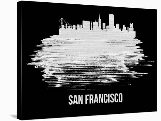 San Francisco Skyline Brush Stroke - White-NaxArt-Stretched Canvas