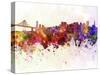 San Francisco Skyline in Watercolor Background-paulrommer-Stretched Canvas