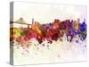 San Francisco Skyline in Watercolor Background-paulrommer-Stretched Canvas