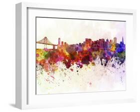 San Francisco Skyline in Watercolor Background-paulrommer-Framed Art Print