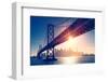 San Francisco Skyline Retro View. America Spirit - California Theme. USA Background.-IM_photo-Framed Photographic Print