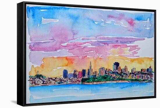 San Francisco Skyline Waterfront with Coit Tower-Markus Bleichner-Framed Stretched Canvas
