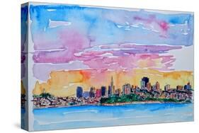 San Francisco Skyline Waterfront with Coit Tower-Markus Bleichner-Stretched Canvas