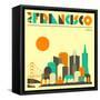 San Francisco Skyline-Jazzberry Blue-Framed Stretched Canvas