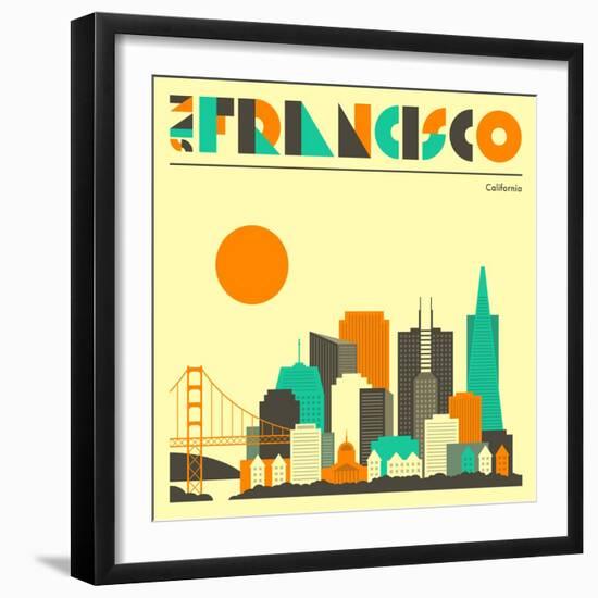 San Francisco Skyline-Jazzberry Blue-Framed Art Print