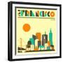 San Francisco Skyline-Jazzberry Blue-Framed Art Print