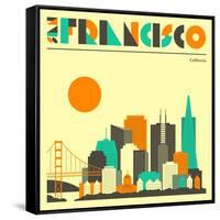 San Francisco Skyline-Jazzberry Blue-Framed Stretched Canvas