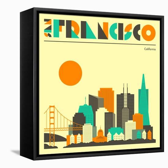 San Francisco Skyline-Jazzberry Blue-Framed Stretched Canvas