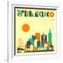 San Francisco Skyline-Jazzberry Blue-Framed Art Print