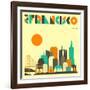 San Francisco Skyline-Jazzberry Blue-Framed Art Print