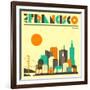 San Francisco Skyline-Jazzberry Blue-Framed Art Print