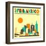 San Francisco Skyline-Jazzberry Blue-Framed Art Print