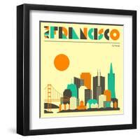 San Francisco Skyline-Jazzberry Blue-Framed Art Print