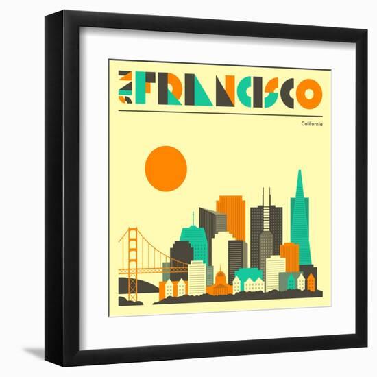 San Francisco Skyline-Jazzberry Blue-Framed Art Print