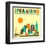 San Francisco Skyline-Jazzberry Blue-Framed Art Print