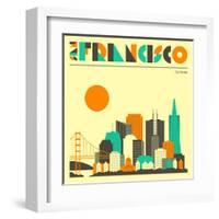 San Francisco Skyline-Jazzberry Blue-Framed Art Print