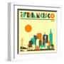 San Francisco Skyline-Jazzberry Blue-Framed Art Print