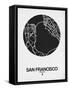 San Francisco Street Map Black on White-NaxArt-Framed Stretched Canvas