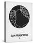 San Francisco Street Map Black on White-NaxArt-Stretched Canvas