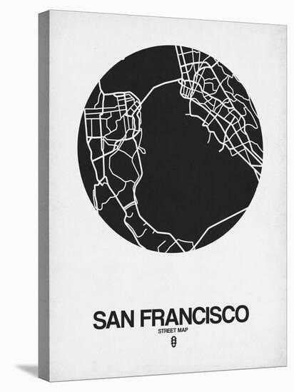 San Francisco Street Map Black on White-NaxArt-Stretched Canvas