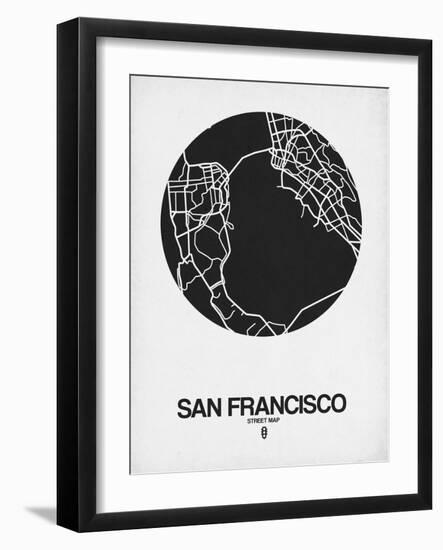 San Francisco Street Map Black on White-NaxArt-Framed Art Print