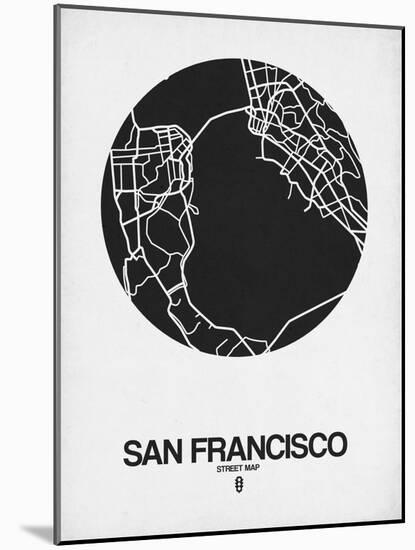 San Francisco Street Map Black on White-NaxArt-Mounted Art Print