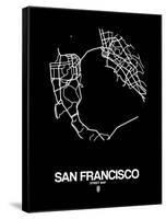 San Francisco Street Map Black-NaxArt-Framed Stretched Canvas