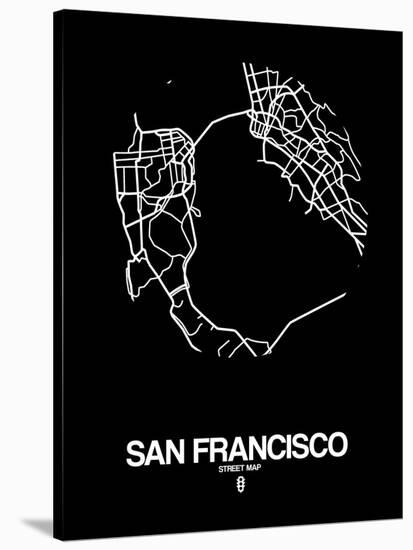 San Francisco Street Map Black-NaxArt-Stretched Canvas