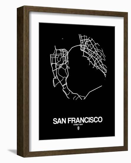 San Francisco Street Map Black-NaxArt-Framed Art Print