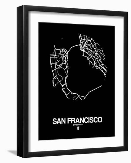 San Francisco Street Map Black-NaxArt-Framed Art Print