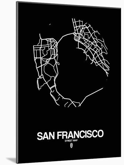 San Francisco Street Map Black-NaxArt-Mounted Art Print