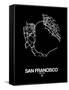 San Francisco Street Map Black-NaxArt-Framed Stretched Canvas