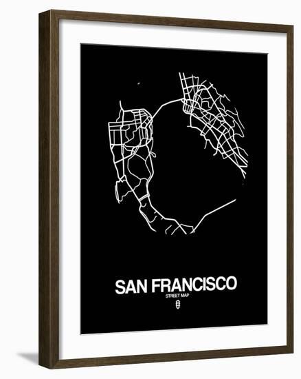 San Francisco Street Map Black-NaxArt-Framed Art Print