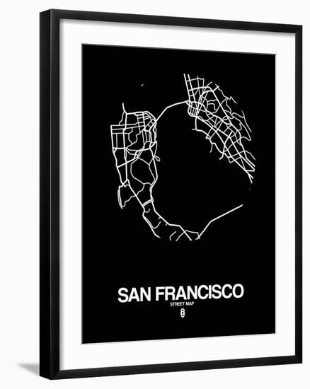 San Francisco Street Map Black-NaxArt-Framed Art Print