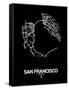 San Francisco Street Map Black-NaxArt-Framed Stretched Canvas