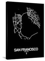 San Francisco Street Map Black-NaxArt-Stretched Canvas