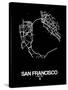 San Francisco Street Map Black-NaxArt-Stretched Canvas