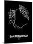 San Francisco Street Map Black-NaxArt-Mounted Art Print