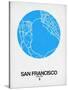 San Francisco Street Map Blue-NaxArt-Stretched Canvas