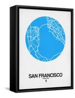 San Francisco Street Map Blue-NaxArt-Framed Stretched Canvas