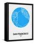 San Francisco Street Map Blue-NaxArt-Framed Stretched Canvas