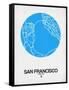 San Francisco Street Map Blue-NaxArt-Framed Stretched Canvas