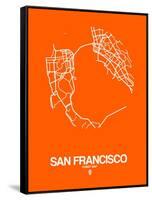 San Francisco Street Map Orange-NaxArt-Framed Stretched Canvas