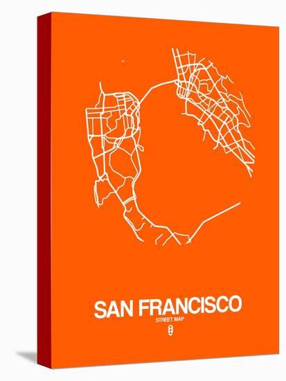 San Francisco Street Map Orange-NaxArt-Stretched Canvas