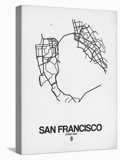 San Francisco Street Map White-NaxArt-Stretched Canvas