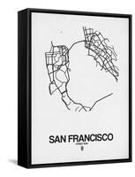 San Francisco Street Map White-NaxArt-Framed Stretched Canvas