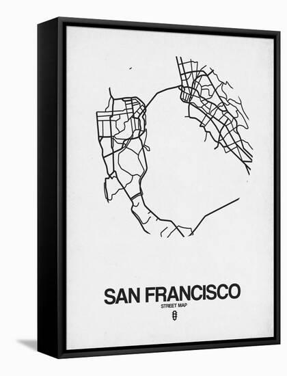 San Francisco Street Map White-NaxArt-Framed Stretched Canvas