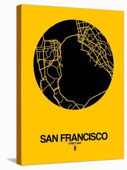 San Francisco Street Map Yellow-NaxArt-Stretched Canvas